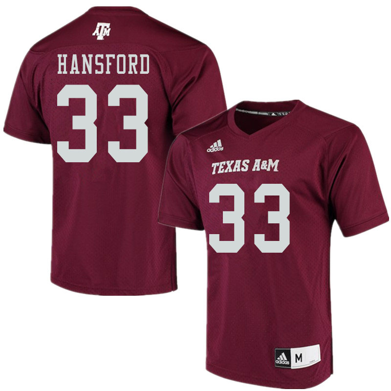 Men #33 Aaron Hansford Texas A&M Aggies College Football Jerseys Sale-Maroon Alumni Player
